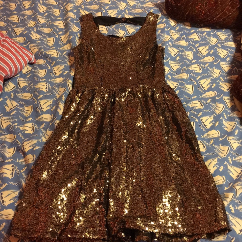 gold sequence dress